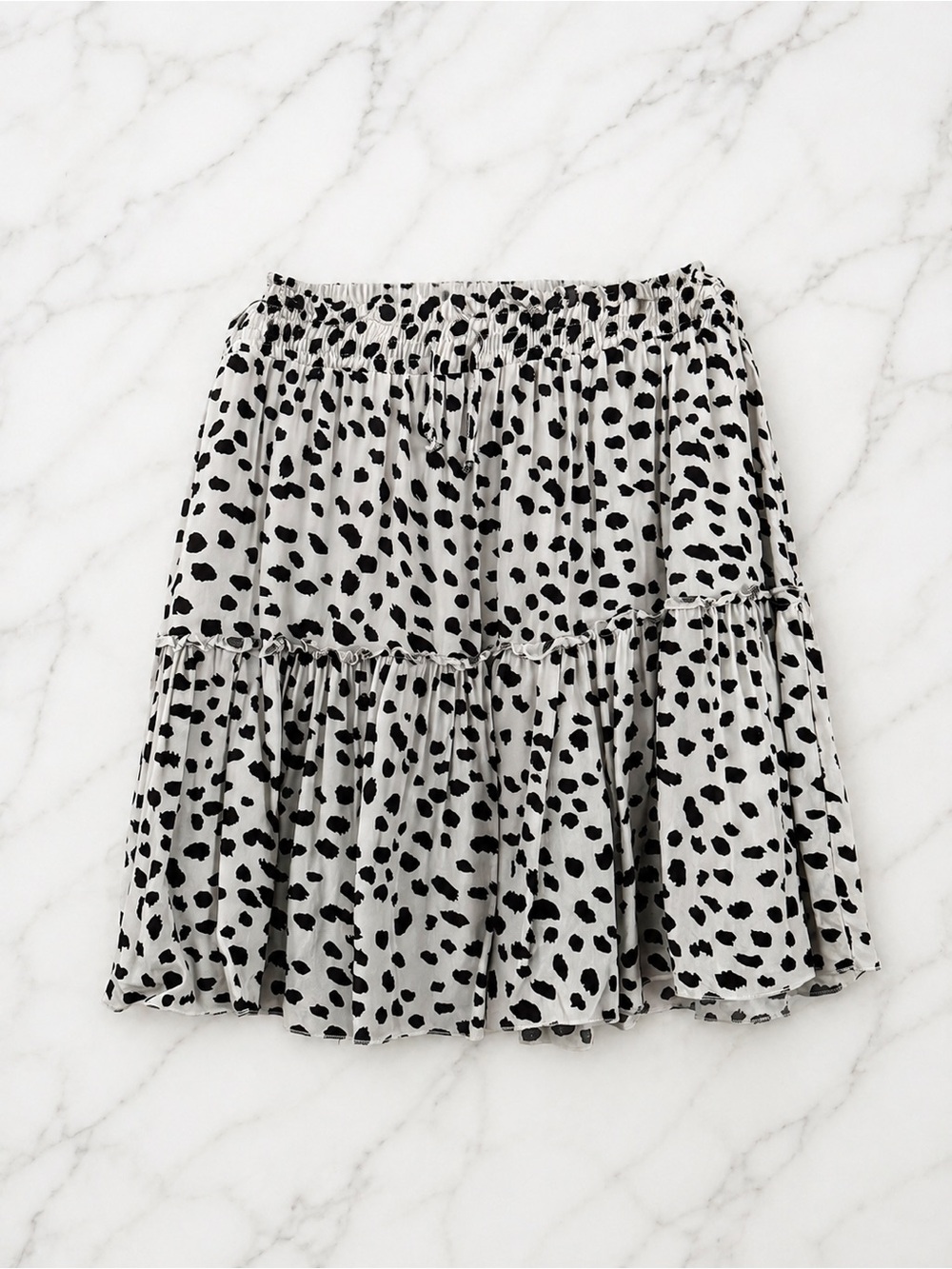 Tiered Animal Print Mini Skirt - Black & Cream